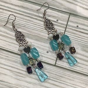 Handmade blue chandelier earrings